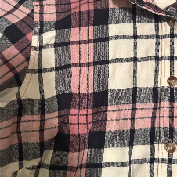 North face plaid flannel shirt small pink navy - Picture 2 of 5